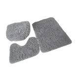 Maxbell 3x Bathroom Rug Set Bath Mat Toilet Lid Cover U Shape Rug for Bathroom Light Grey