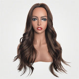 Maxbell 24 Inch Women Long Wavy Curly Middle Part Hairpieces Synthetic Daily Wigs