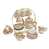 Maxbell Ceramic Cups and Saucers Set Floral for Afternoon tea Party Living Room Cherry