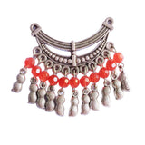 Maxbell Women Alloy Necklace Statement Bib Pendant Charm Choker Jeweley Making  Red