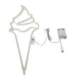 Maxbell Ice Cream Neon Sign Lights 8 Light Modes Wall Hanging Decor Outdoor White Pink