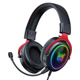 Maxbell Wired Gaming Headsets RGB LED Headphones w/Mic for PS5/PS4 Black Red