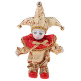Max 6inch Porcelain Triangel Doll Clown Doll Home Desk Display Ornaments Golden