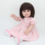 Maxbell 45cm Realistic Silicone Reborn Baby Girl Doll Model in Pink Dress Kids Gift