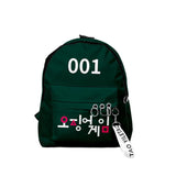 Maxbell 1x Korean Squid Game Backpack Bag Sport Bag Casual School Bag for Boy Girl Green 001
