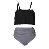 Maxbell Women Vintage High Waist Bikini Set Push up Swimsuit Bathing Suit Black 2XL