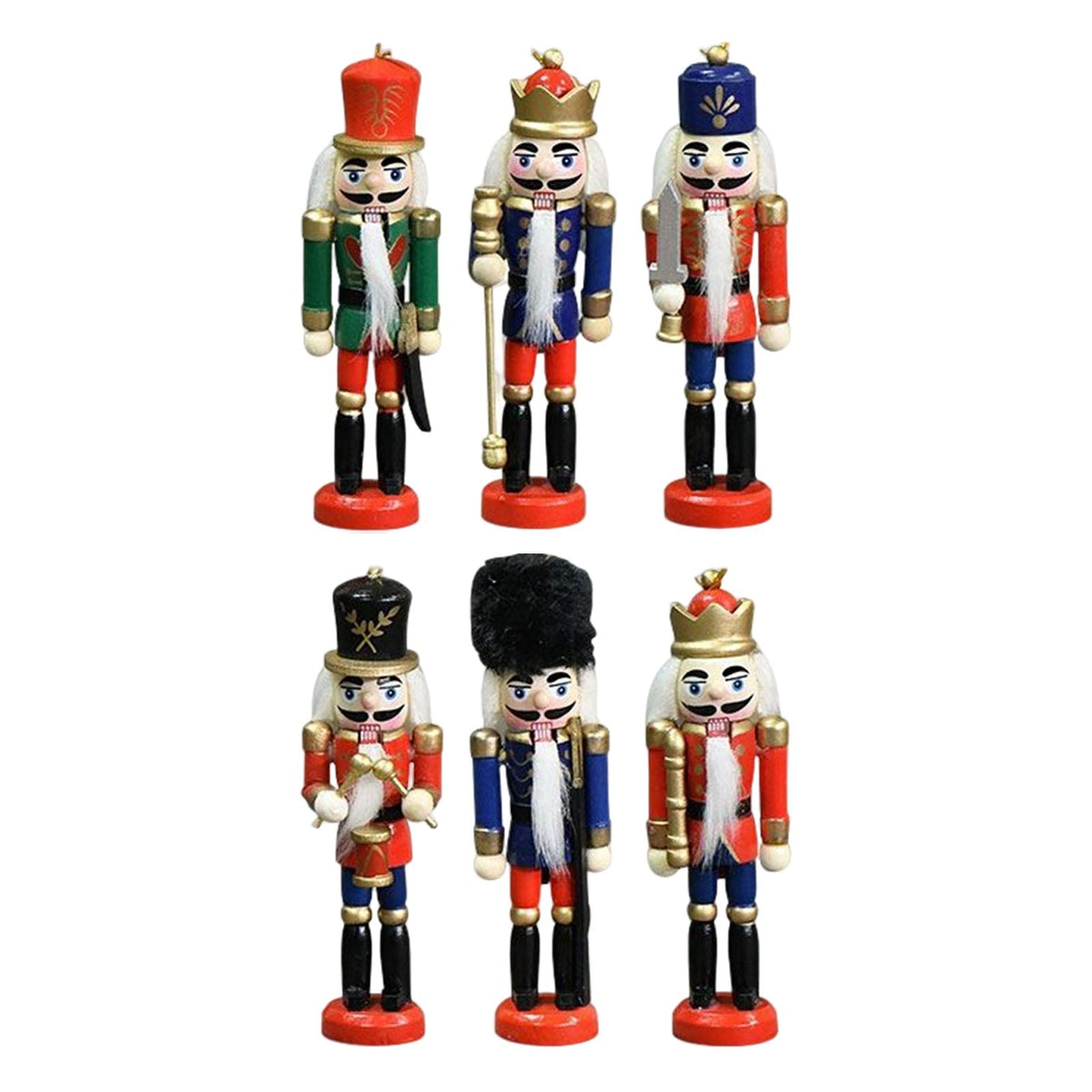Maxbell 6Pcs Nutcrackers Figures Christmas Ornaments Collectible Nutcracker