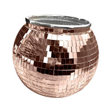 Maxbell Disco Ball Mirror Ice Bucket Keep Ice Cooling Longer Glass Drinkware for BBQ Rose Gold