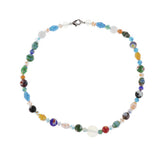 Maxbell Ethnic Style Colorful Geometrical Millefiori Flower Bead Glass Opal Necklace