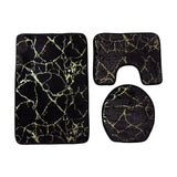 Maxbell 3x Toilet Seat Cushion Sets Soft Decorations Doormat Mat for Toilet Bathroom Black