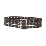 Maxbell Three Grommet Belt Eyelet Belt PU Leather Punk Waist Belt for Corset Dress