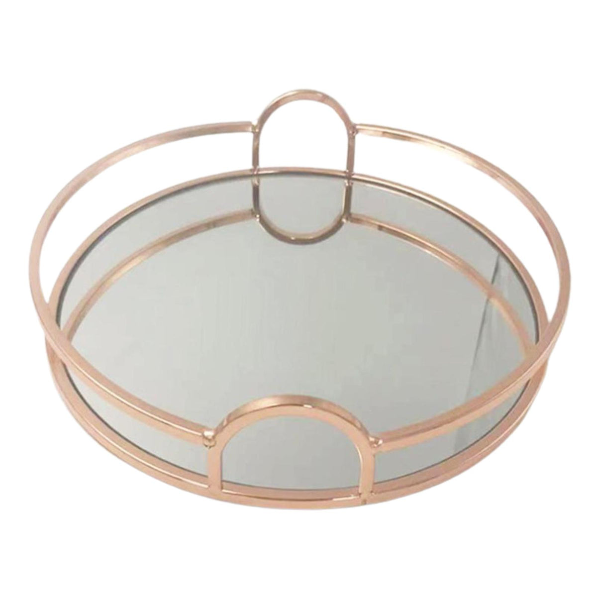 Maxbell Mirror Serving Tray Serving Plate Table for Coffee Food Snack Cake Organizer Rose Aureate