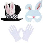 Maxbell Bunny Costume Set Rabbit Ear Topper Hat Mask Gloves for Party Birthday White Mask