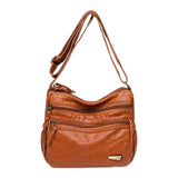 Maxbell Elegant Women Soft PU Leather Shoulder Bag Shopping Bag Zipper Lady Satchel Brown