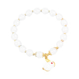 Maxbell Elegant Beaded Bracelet Wristband Charms 8mm for Party Anniversary Festival White