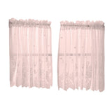 Max Embroidered Window Voile Sheer Curtain Valance Tiers Pink-2 Tiers-74x61cm