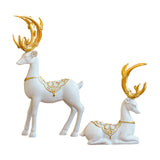 Maxbell Set of 2 Elk Figurines Reindeer Resin Deer Statues for Home Tabletop Decor