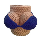 Maxbell Bikini Knitted Bottle Cover Crochet For Beer Bottles Sodas Decor Dark Blue