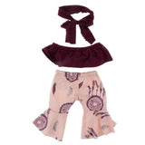 Max 18'' Girl Doll Off-shoulder Bell Bottoms Set For Dolls Purple