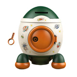 Maxbell Cartoon Rocket Statue Money Bank Tabletop Sculpture Display for Bedroom Green Orange