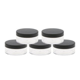 Maxbell 5/Set Empty Loose Powder Blusher Makup Container Case, Plastic Jar Pot Box Refillable with Sifter