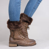 Maxbell Fluffy Knit Boots Cuff Fur Trim Toppers Leg Warmer Boot Sock Sleeves Coffee