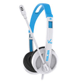 Maxbell Kids Wired Headphones Over-ear Headset Gift for Children White+Blue
