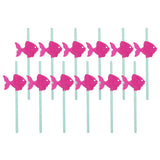 Maxbell 12xGlitter Ocean Creature Drinking Straws Cake Toppers Rose Red