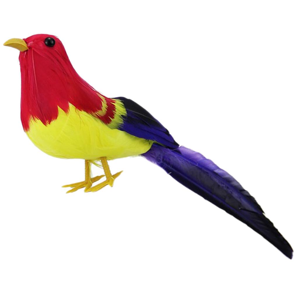 Max Maxb Simulated Feather Foam Birds Figurines Indoor Outdoor Landscape Decor Red