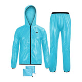 Maxbell Rain suits Waterproof Hooded Women Men Adults for Fishing Travel Outdoor XXXL BLUE