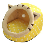 Maxbell Cute Cave Bed Dog Warm with Ball Toy No Deformation for Kitten Rabbit Puppy 35x35x31cm Yellow