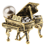 Maxbell Chic Rhinestone Music Piano Brooches Lapel Pin Wedding Jewelry Antique Brass