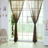 Maxbell 2 Panel Kitchen Curtain Sheer Door Window Voile Drape Coffee - 200x200cm