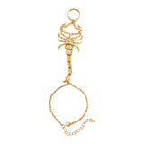 Maxbell Ring Hand Chain One Size Adjustable Punk Hip Hop for Women Girls Gold