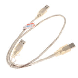 Max Dual USB 2.0 Male to Standard B Male Y Cable 70cm for Hard Disk Drive  White