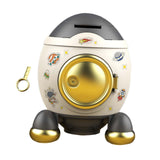 Maxbell Cartoon Rocket Statue Money Bank Tabletop Sculpture Display for Bedroom Gray and Gold