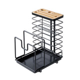 Maxbell Pot Pan Lid Organizer Cutlery Holder Multiple Slots for Pantry Drawer Black