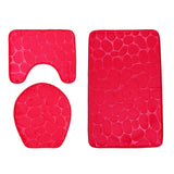 Max 3 Pieces Bathroom Set Non-slip Bath Mat Contour Rug Toilet Lid Cover  Rosy