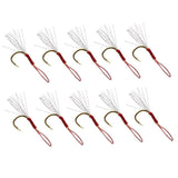 Maxbell 10pcs Fishing Assist Jig Hook Live Baits Hooks with Braid Lines Gold 14