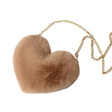 Maxbell Fashion Heart Shape Shoulder Bag Women Crossbody with Chain for Girls Party Khaki