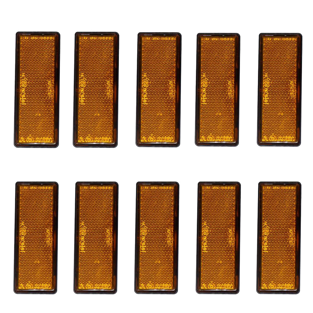 Max Clear Orange Rectangular Adhesive Rear Reflector 10Pack Trailer Fence Car
