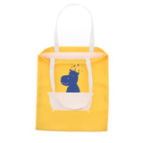 Max Women Canvas Tote Bag Printing Design Normal Style Yellow Bathing Hippo