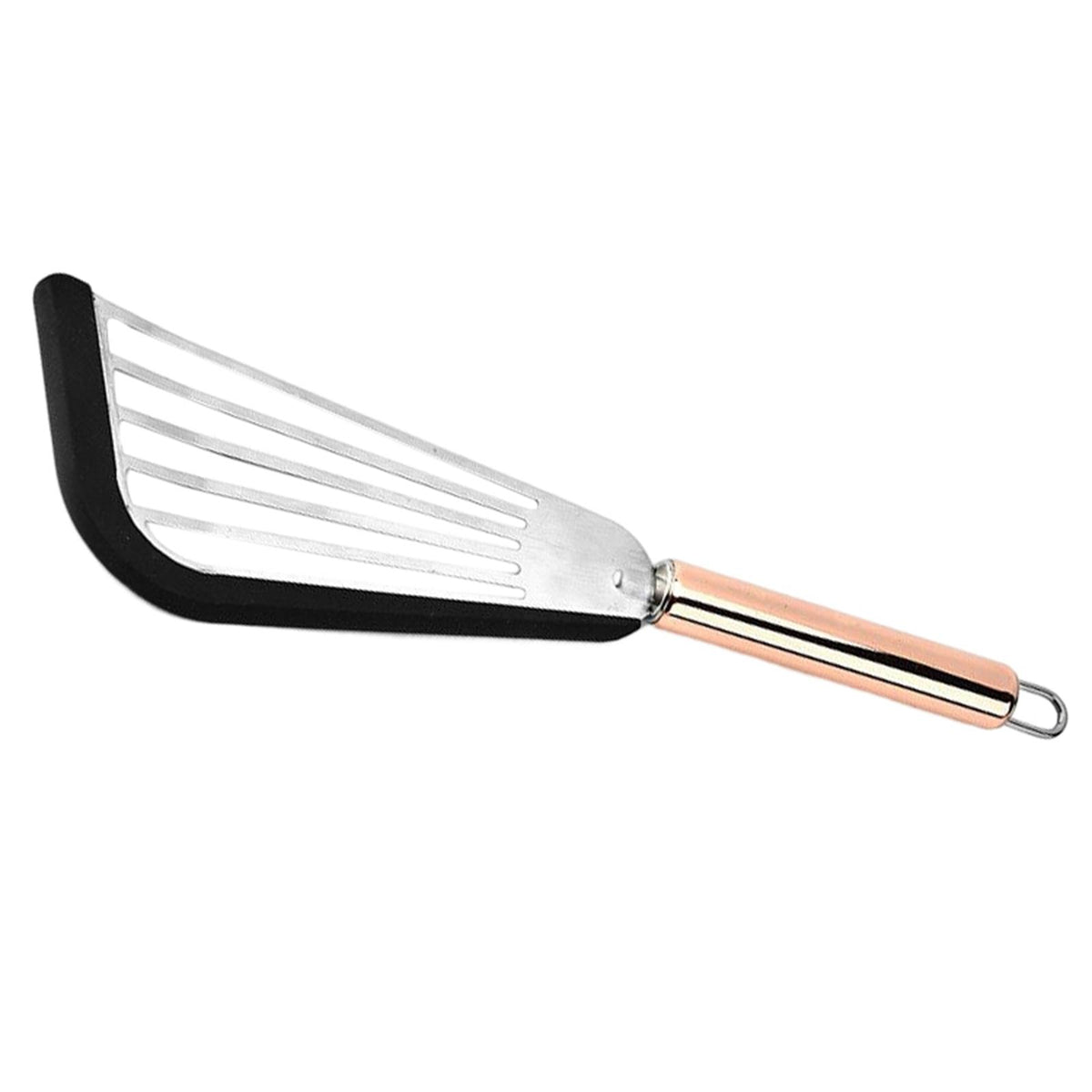 Maxbell Stainless Steel Fish Spatula Comfortable Handle Extra Large for Men Gifts Black+Plated handle