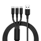 Maxbell 3 in 1 Multi USB Phone Charging Sync Braided Cable for IPhone Android Black