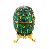 Maxbell Mini Enamel Rhinestone Easter Egg Jewelry Box Wedding Ring Box Green