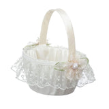 Maxbell Wedding Flower Basket White Elegant Flower Girl Basket for Special Occasions Flower