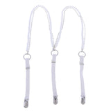 Maxbell Pearl Diamante Elastic Suspenders Shirt Braces for Women Pants Trousers White - Aladdin Shoppers