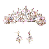 Maxbell Tiara and Crown Elegant Jeweled Costume Headbands for Birthday Party Prom Style A and earrings