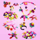 Maxbell Parents Pop Beads Art Craft Kit Toy Gift DIY Wristlet Hair Band Multicolored Set of 188