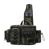 Maxbell Fishing Tackle Bag Rod Holder Carry Case Bag Chest Pack for Men Women Hiking L Size Green Pattern